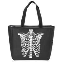 Skeleton Rib Cage Scary Halloween Costume Zip Tote Bag