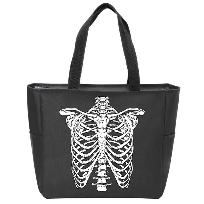 Skeleton Rib Cage Scary Halloween Costume Zip Tote Bag