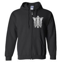 Skeleton Rib Cage Scary Halloween Costume Full Zip Hoodie