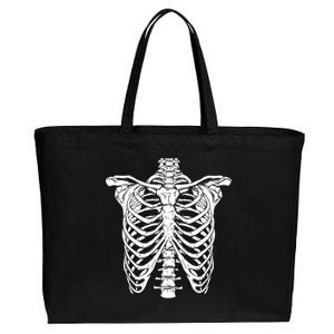 Skeleton Rib Cage Scary Halloween Costume Cotton Canvas Jumbo Tote