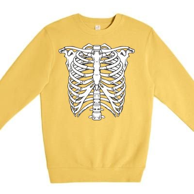 Skeleton Rib Cage Skull Chest Premium Crewneck Sweatshirt