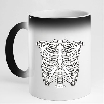 Skeleton Rib Cage Skull Chest 11oz Black Color Changing Mug