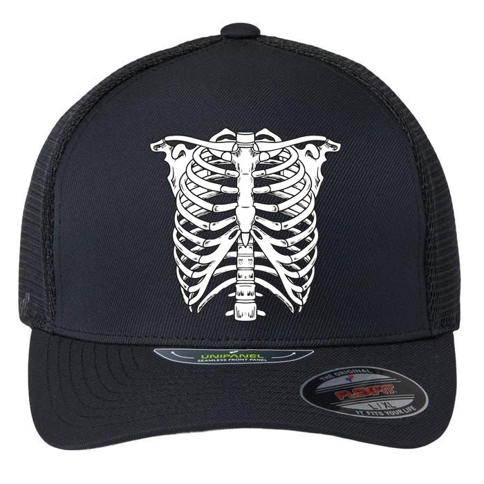 Skeleton Rib Cage Skull Chest Flexfit Unipanel Trucker Cap