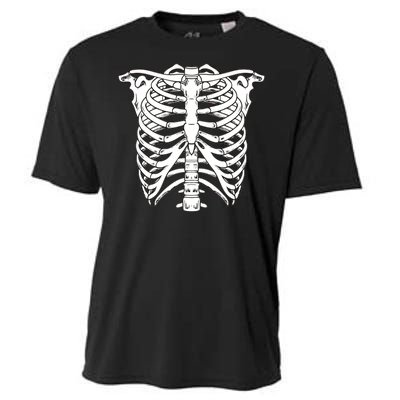 Skeleton Rib Cage Skull Chest Cooling Performance Crew T-Shirt