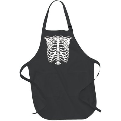 Skeleton Rib Cage Skull Chest Full-Length Apron With Pockets