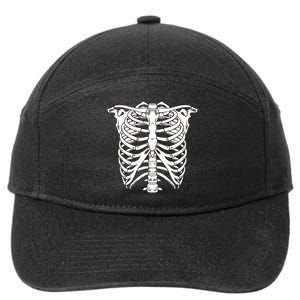 Skeleton Rib Cage Skull Chest 7-Panel Snapback Hat