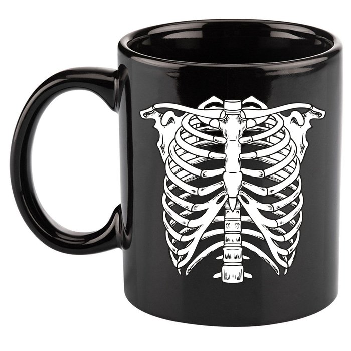 Skeleton Rib Cage Skull Chest 11oz C Handle Ceramic Mug
