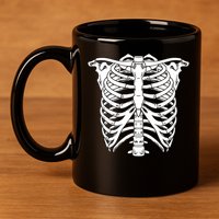 Skeleton Rib Cage Skull Chest 11oz C Handle Ceramic Mug