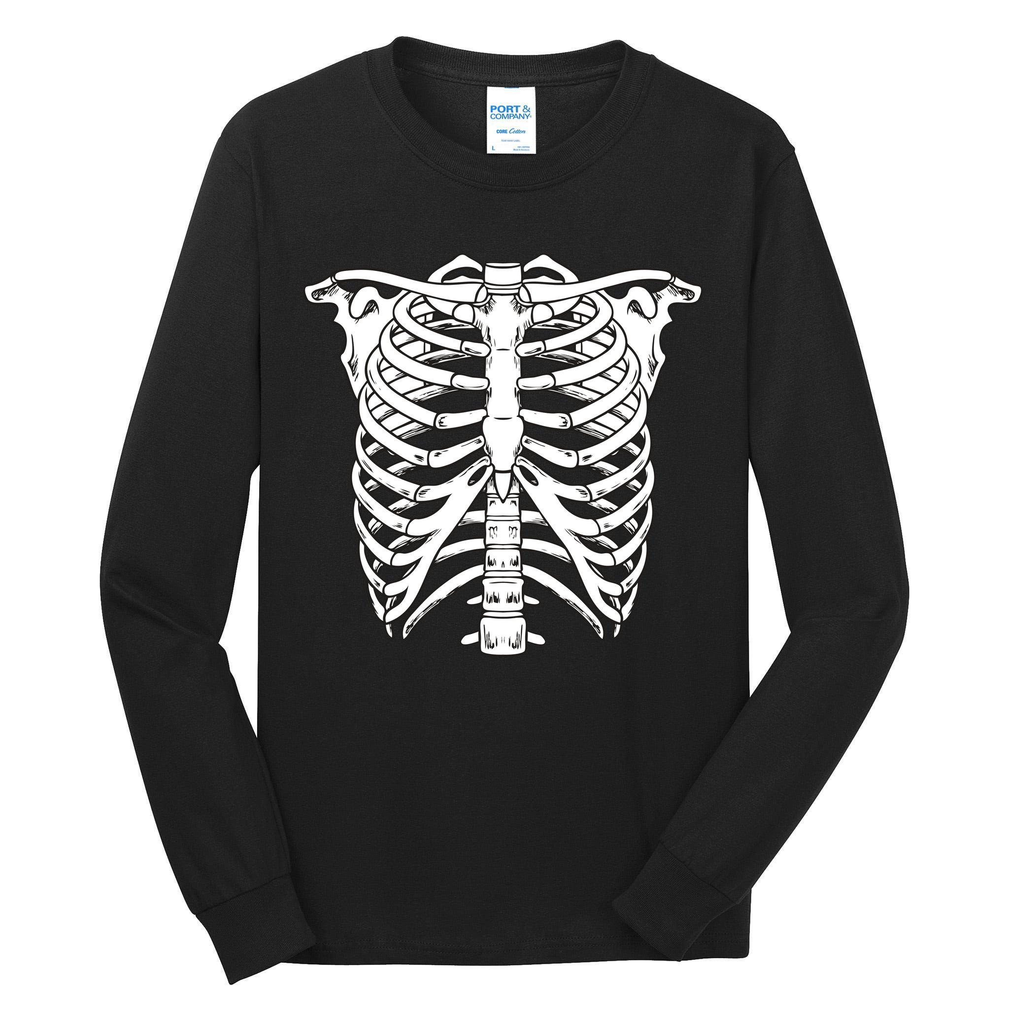 Skeleton Rib Cage Skull Chest Tall Long Sleeve T-Shirt