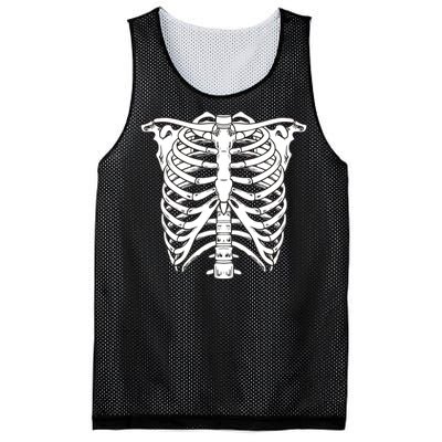 Skeleton Rib Cage Skull Chest Mesh Reversible Basketball Jersey Tank