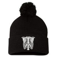 Skeleton Rib Cage Skull Chest Pom Pom 12in Knit Beanie