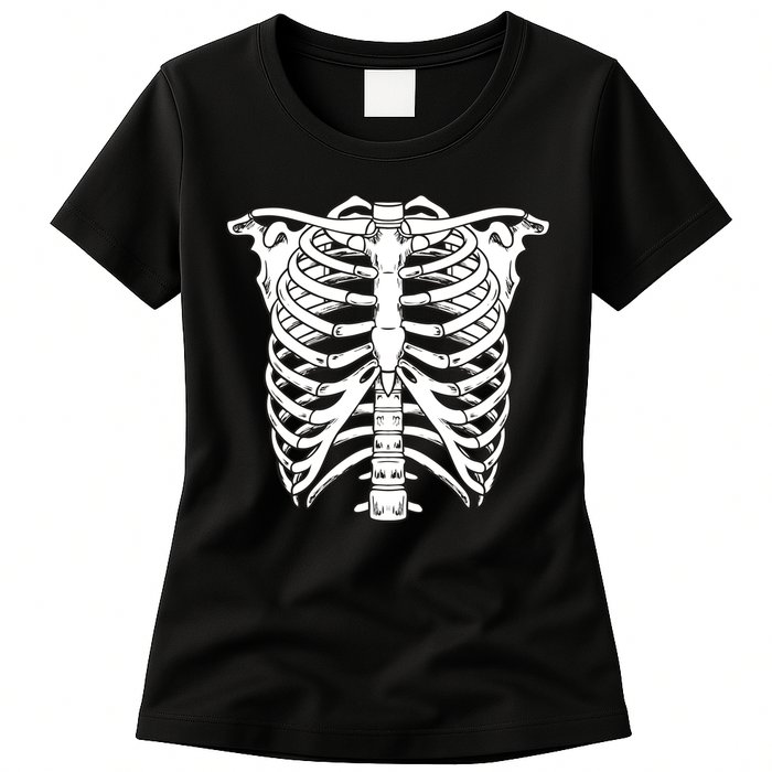 Skeleton Rib Cage Skull Chest Womens T-Shirt