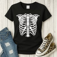 Skeleton Rib Cage Skull Chest Womens T-Shirt