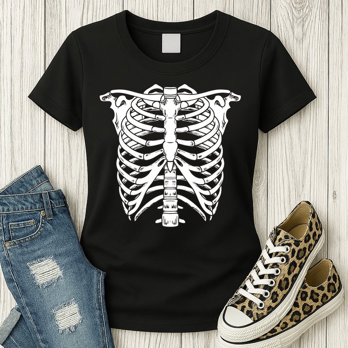 Skeleton Rib Cage Skull Chest Womens T-Shirt