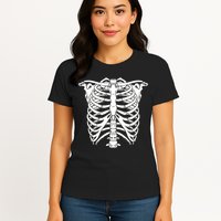 Skeleton Rib Cage Skull Chest Womens T-Shirt
