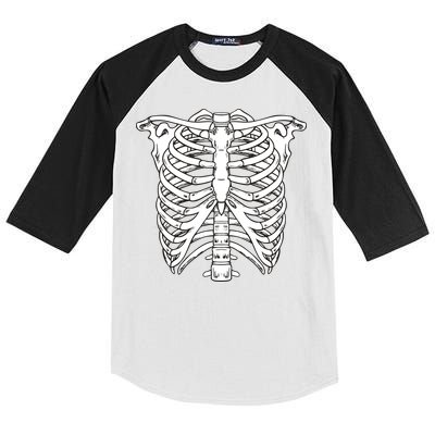 Skeleton Rib Cage Skull Chest Kids Colorblock Raglan Jersey