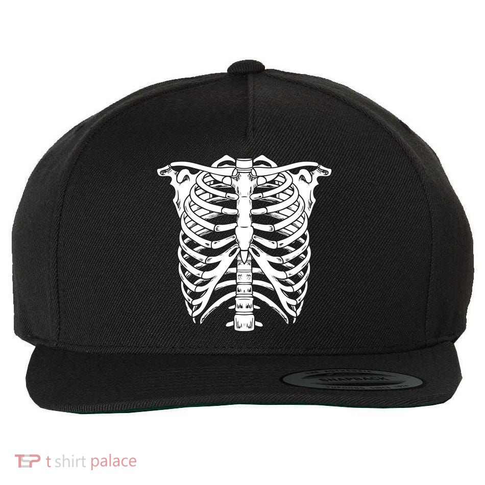 Skeleton Rib Cage Skull Chest Wool Snapback Cap
