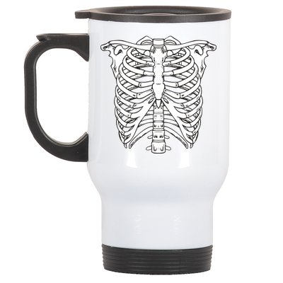 Skeleton Rib Cage Skull Chest Stainless Steel Travel Mug