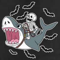 Skeleton Riding Shark Funny Halloween Cool Comfort Performance Bucket Hat