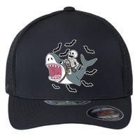 Skeleton Riding Shark Funny Halloween Flexfit Unipanel Trucker Cap