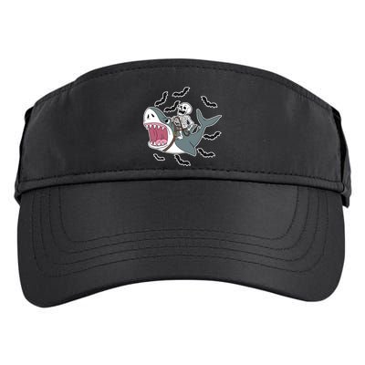 Skeleton Riding Shark Funny Halloween Adult Drive Performance Visor