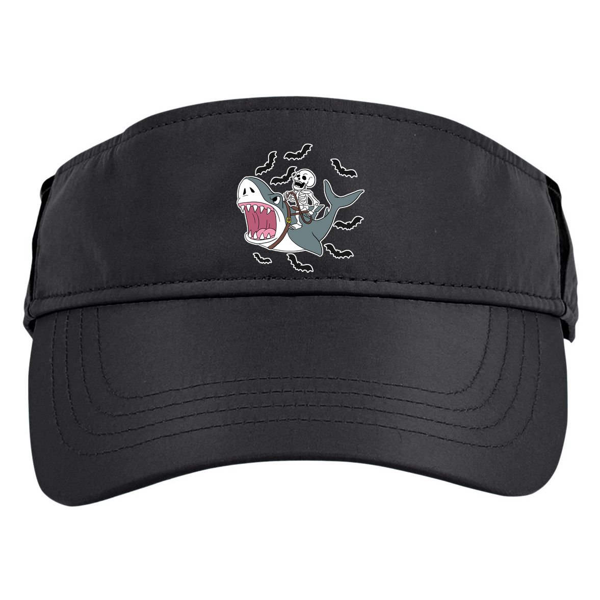 Skeleton Riding Shark Funny Halloween Adult Drive Performance Visor