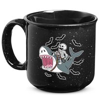 Skeleton Riding Shark Funny Halloween 15oz Campfire Ceramic Mug