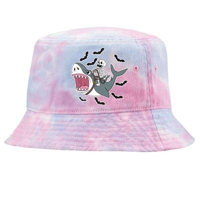 Skeleton Riding Shark Funny Halloween Tie-Dyed Bucket Hat