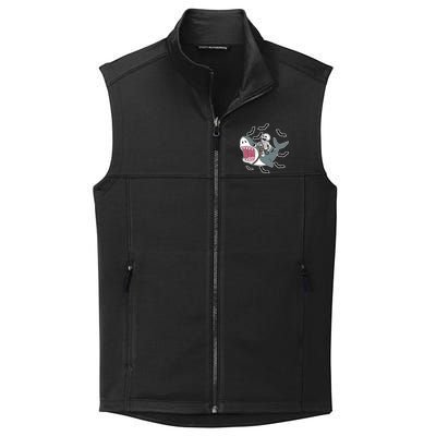 Skeleton Riding Shark Funny Halloween Collective Smooth Fleece Vest