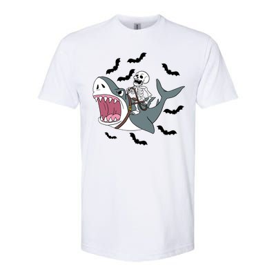 Skeleton Riding Shark Funny Halloween Softstyle® CVC T-Shirt