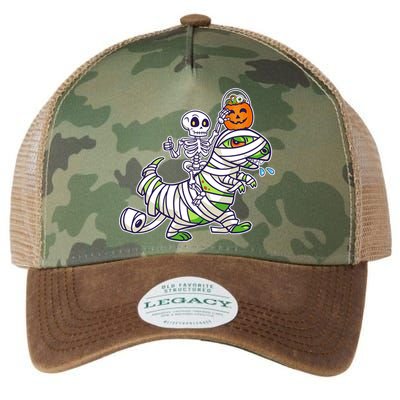 Skeleton Riding T-Rex Halloween Legacy Tie Dye Trucker Hat