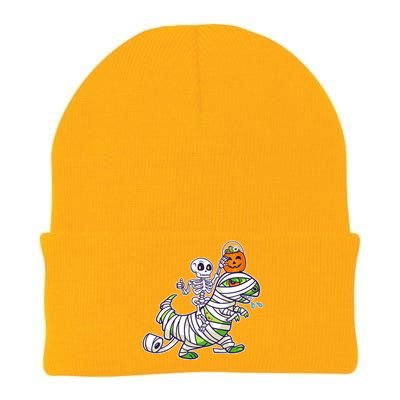 Skeleton Riding T-Rex Halloween Knit Cap Winter Beanie