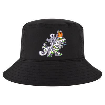 Skeleton Riding T-Rex Halloween Cool Comfort Performance Bucket Hat