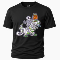 Skeleton Riding T-Rex Halloween Performance Shirt