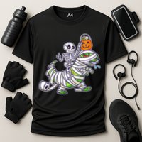 Skeleton Riding T-Rex Halloween Performance Shirt