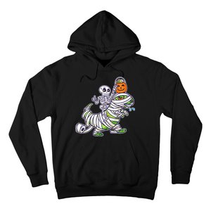 Skeleton Riding T-Rex Halloween Hoodie