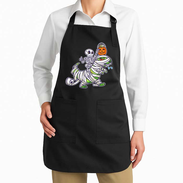 Skeleton Riding T-Rex Halloween Apron