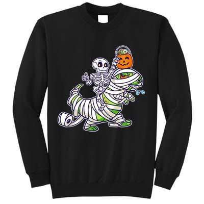Skeleton Riding T-Rex Halloween Sweatshirt