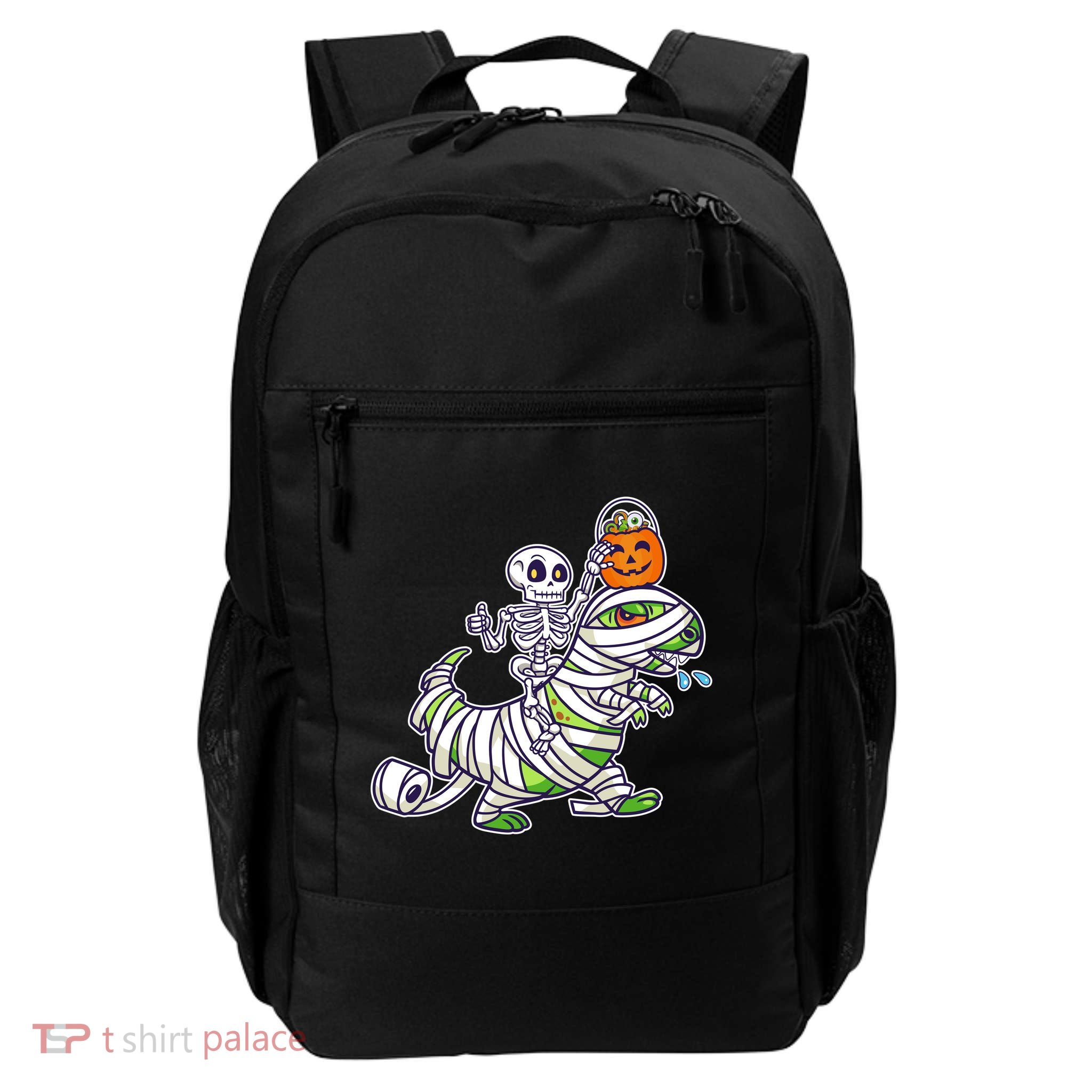 Skeleton Riding T-Rex Halloween Daily Commute Backpack