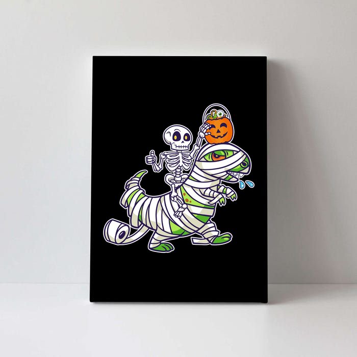 Skeleton Riding T-Rex Halloween Canvas