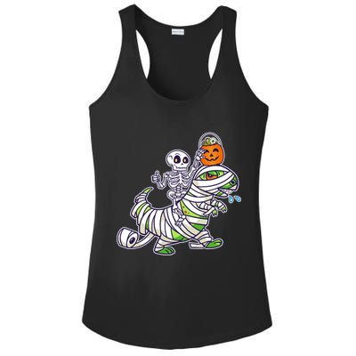 Skeleton Riding T-Rex Halloween Ladies PosiCharge Competitor Racerback Tank