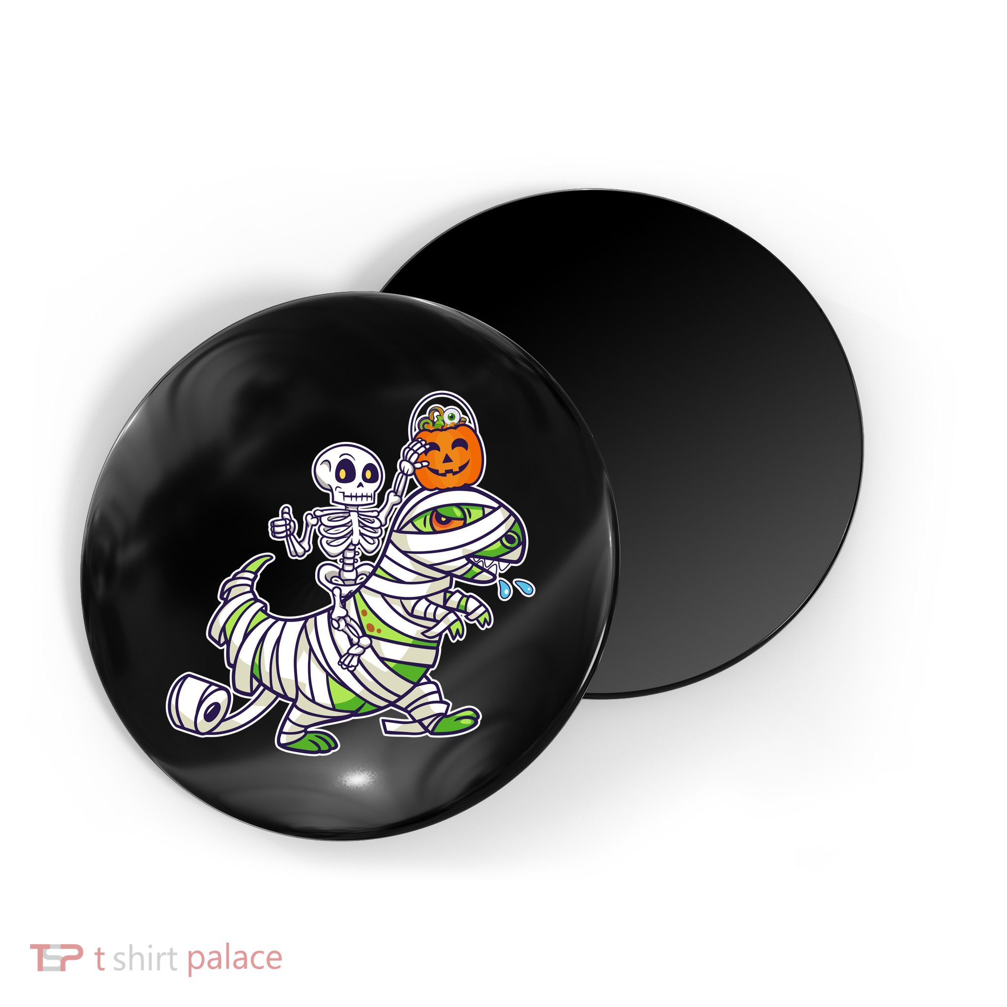 Skeleton Riding T-Rex Halloween Magnet