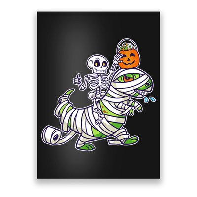 Skeleton Riding T-Rex Halloween Poster