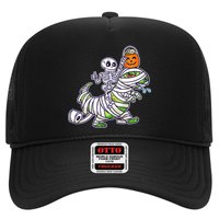 Skeleton Riding T-Rex Halloween Trucker Hat