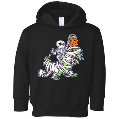 Skeleton Riding T-Rex Halloween Toddler Hoodie