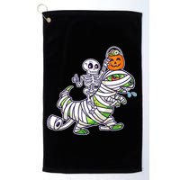 Skeleton Riding T-Rex Halloween Golf Towel