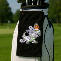 Skeleton Riding T-Rex Halloween Golf Towel