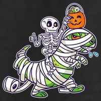 Skeleton Riding T-Rex Halloween Golf Towel