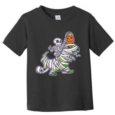 Skeleton Riding T-Rex Halloween Toddler T-Shirt