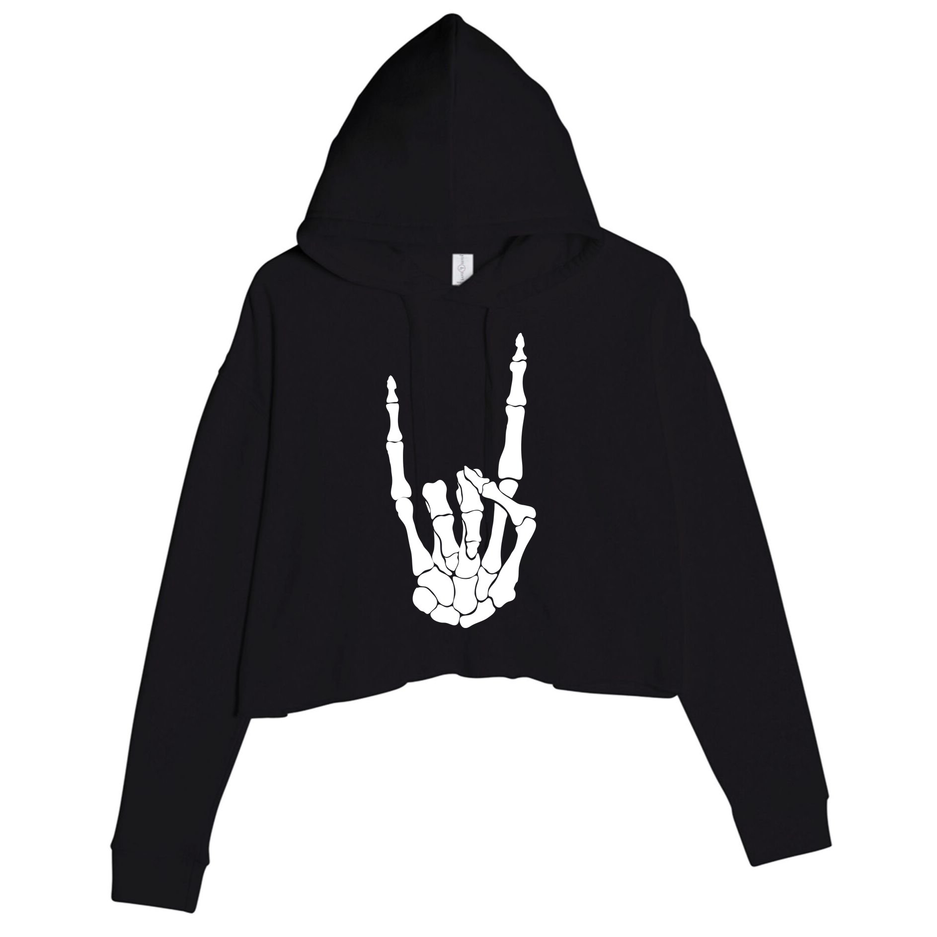 Skeleton Rocks Crop Fleece Hoodie